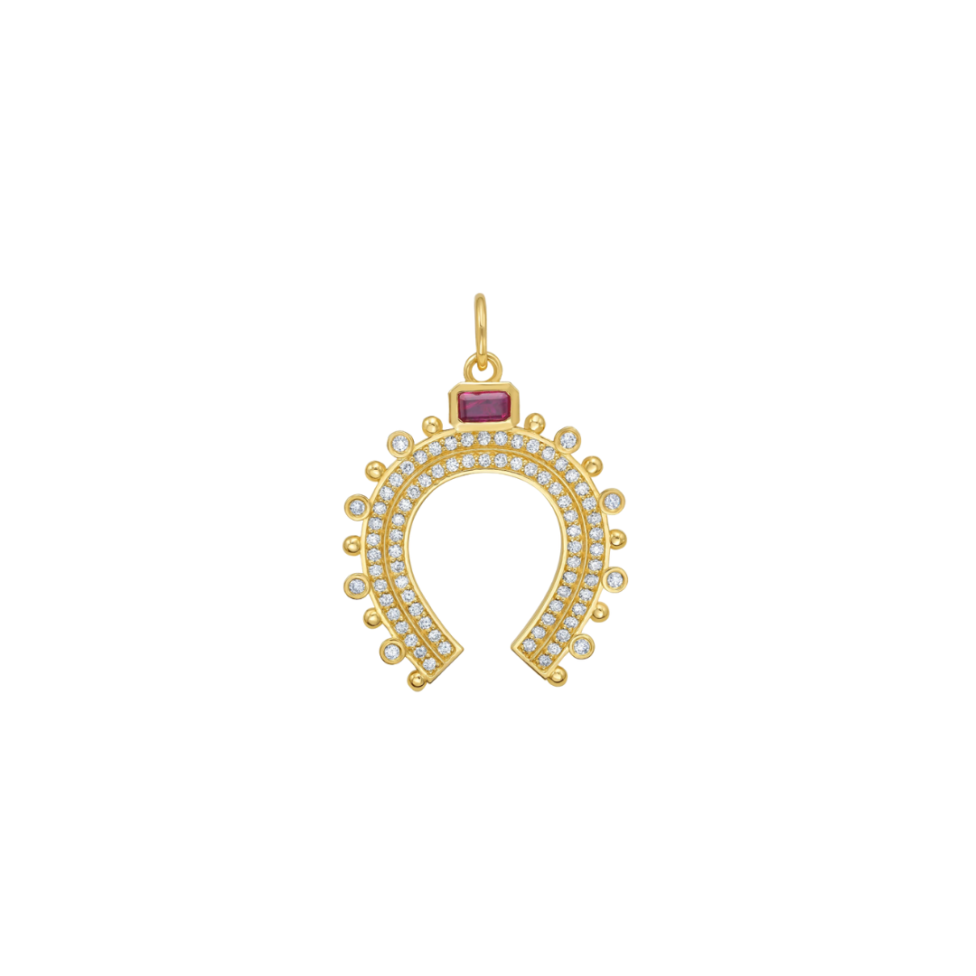 Lionheart- Lucky Horseshoe Diamond and Ruby Charm – Henri Noël