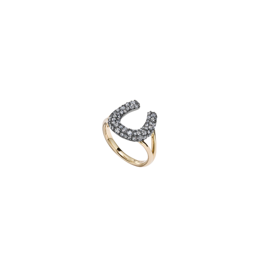 Lucy Delius- Antique Finish Diamond Pave Horseshoe Ring – Henri Noël