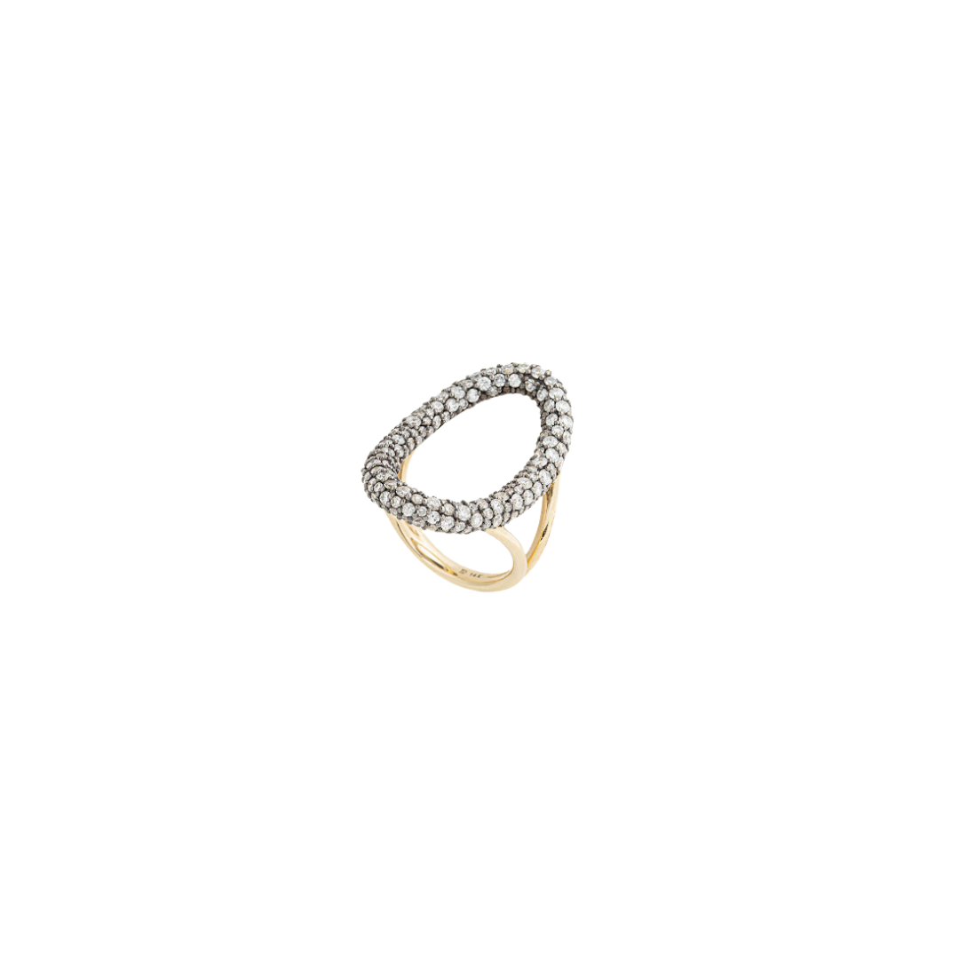Lucy Delius- Large Modern Finish Diamond Oval Ring