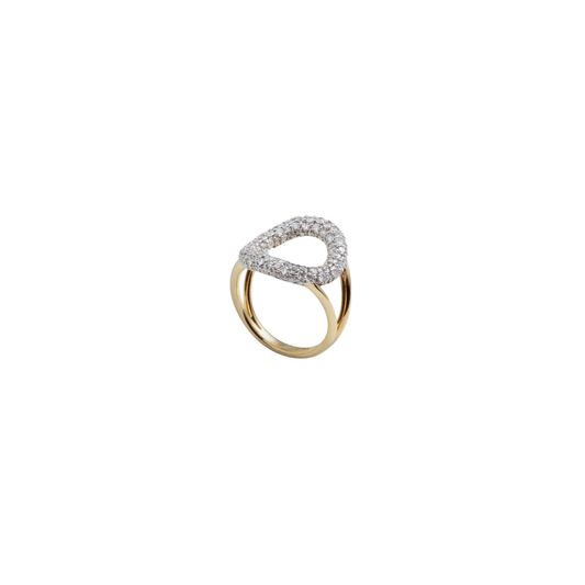 Lucy Delius- Modern Finish Diamond Pave Oval Ring