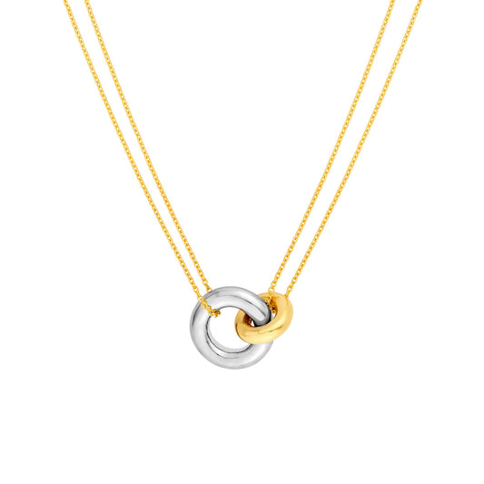 Two Tone Double Chain Interlocking Circle Necklace