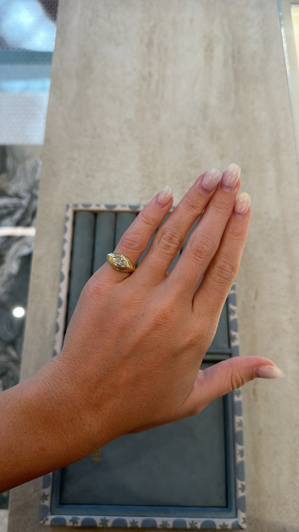 Marquise Diamond Bezel Set Ring – Henri Noël