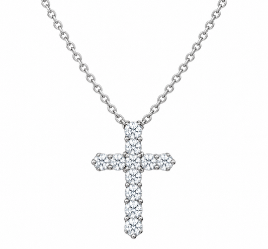 Medium Diamond Cross Necklace – Henri Noël
