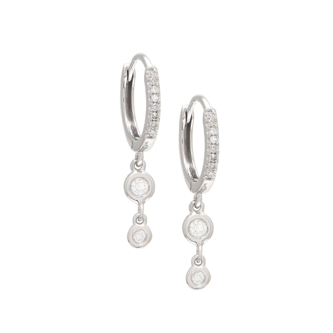 Mini Diamond Hoops with Bezel Drop – Henri Noël