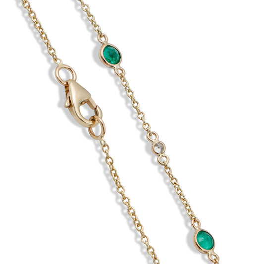 Diamond and Gemstone Bezel Necklace