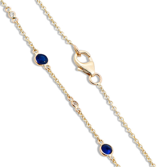 Diamond and Gemstone Bezel Necklace