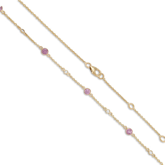Diamond and Gemstone Bezel Necklace – Henri Noël