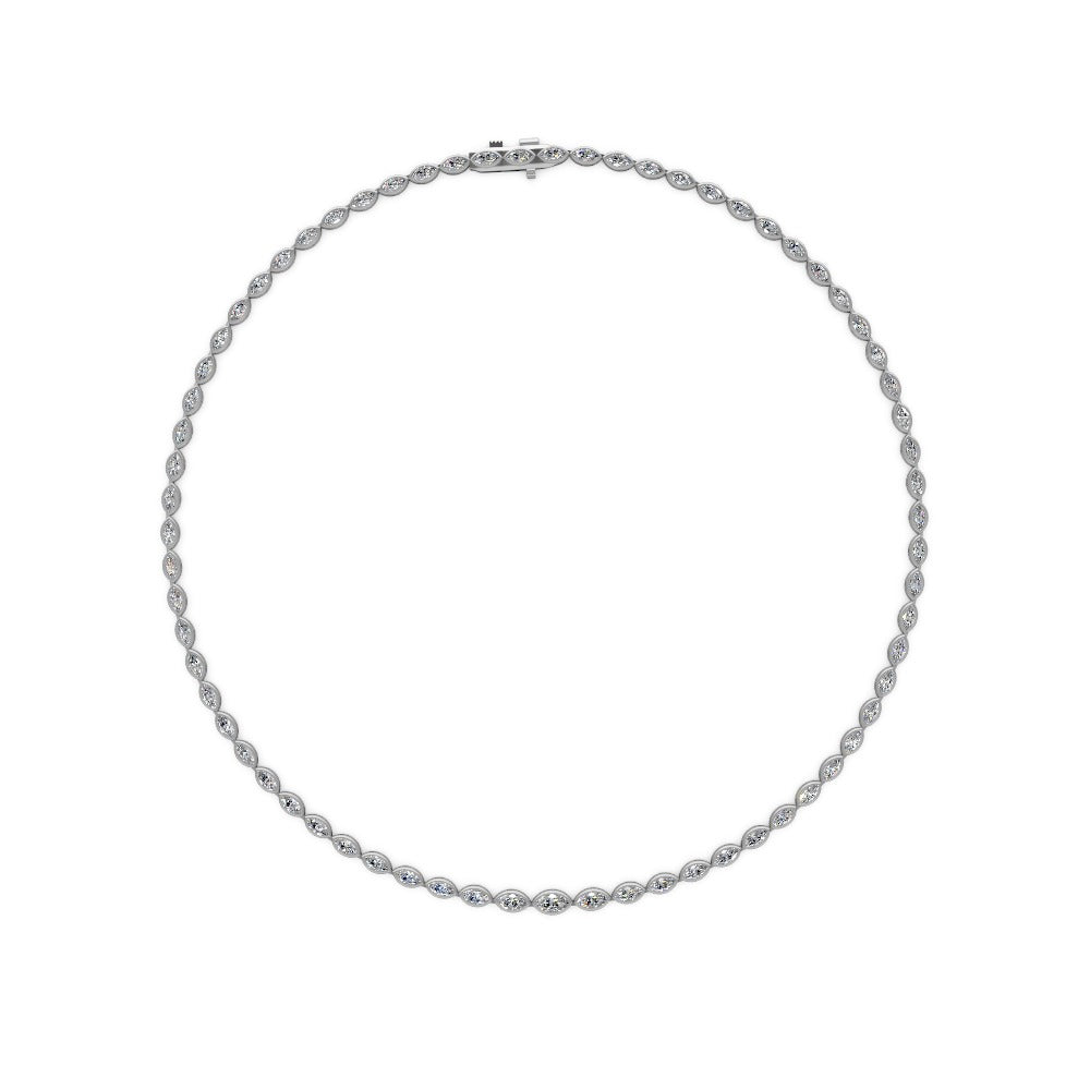 Bezel Marquise Diamond Tennis Necklace