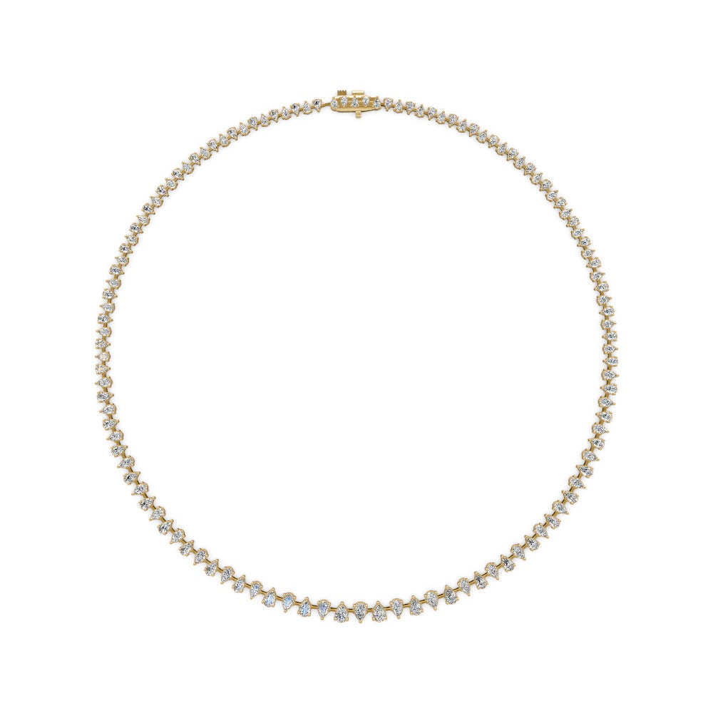 Alternating Pear Diamond Tennis Necklace