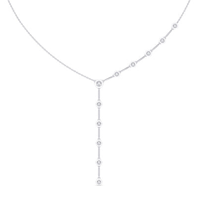Octagon Bezel Diamond Lariat Necklace