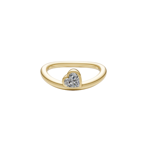 Off Centered Diamond Heart Ring