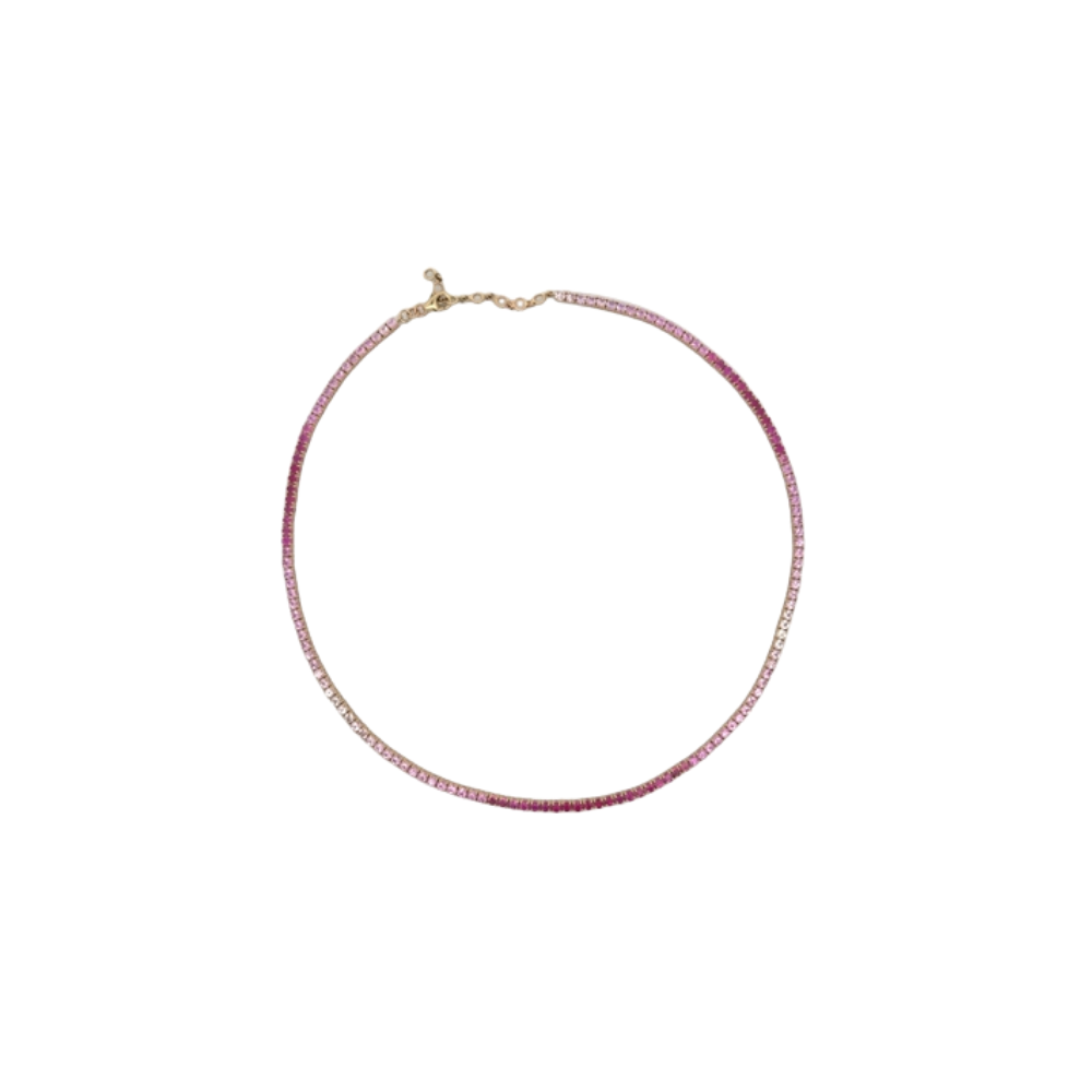 Ombre Pink Sapphire Tennis Necklace