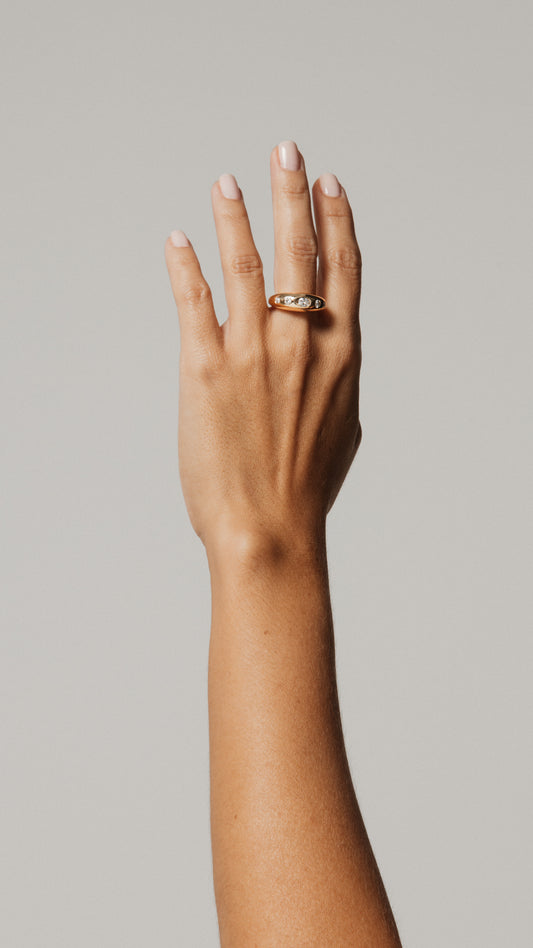 Oval and Round Diamond Bubble Ring