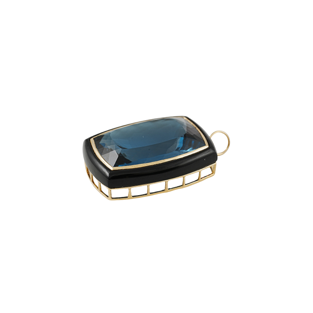 Cushion Blue Topaz & Black Onyx Pendant