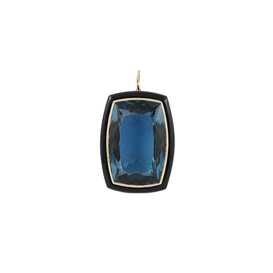 Cushion Blue Topaz & Black Onyx Pendant – Henri Noël