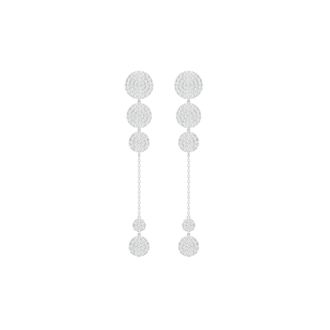 Pave Diamond Disc Drop Earrings