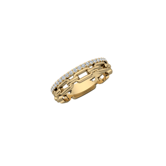 Pave Diamond Link Ring – Henri Noël