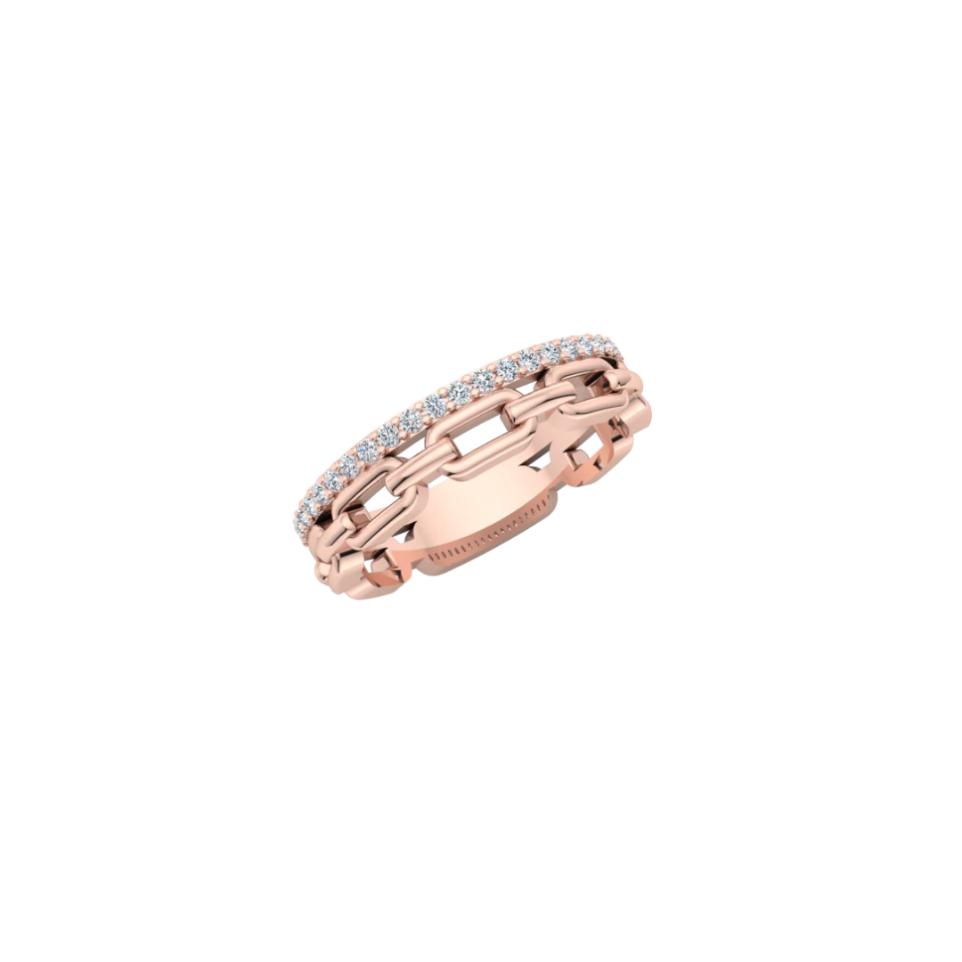 Pave Diamond Link Ring – Henri Noël