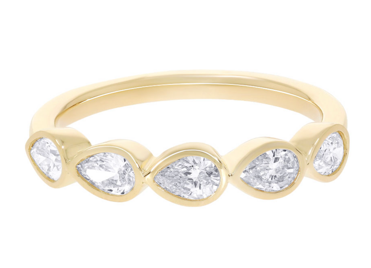 Pear-Shaped Diamond Bezel Band
