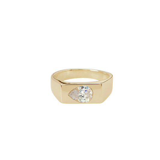 Pear Cut Diamond Signet Ring – Henri Noël