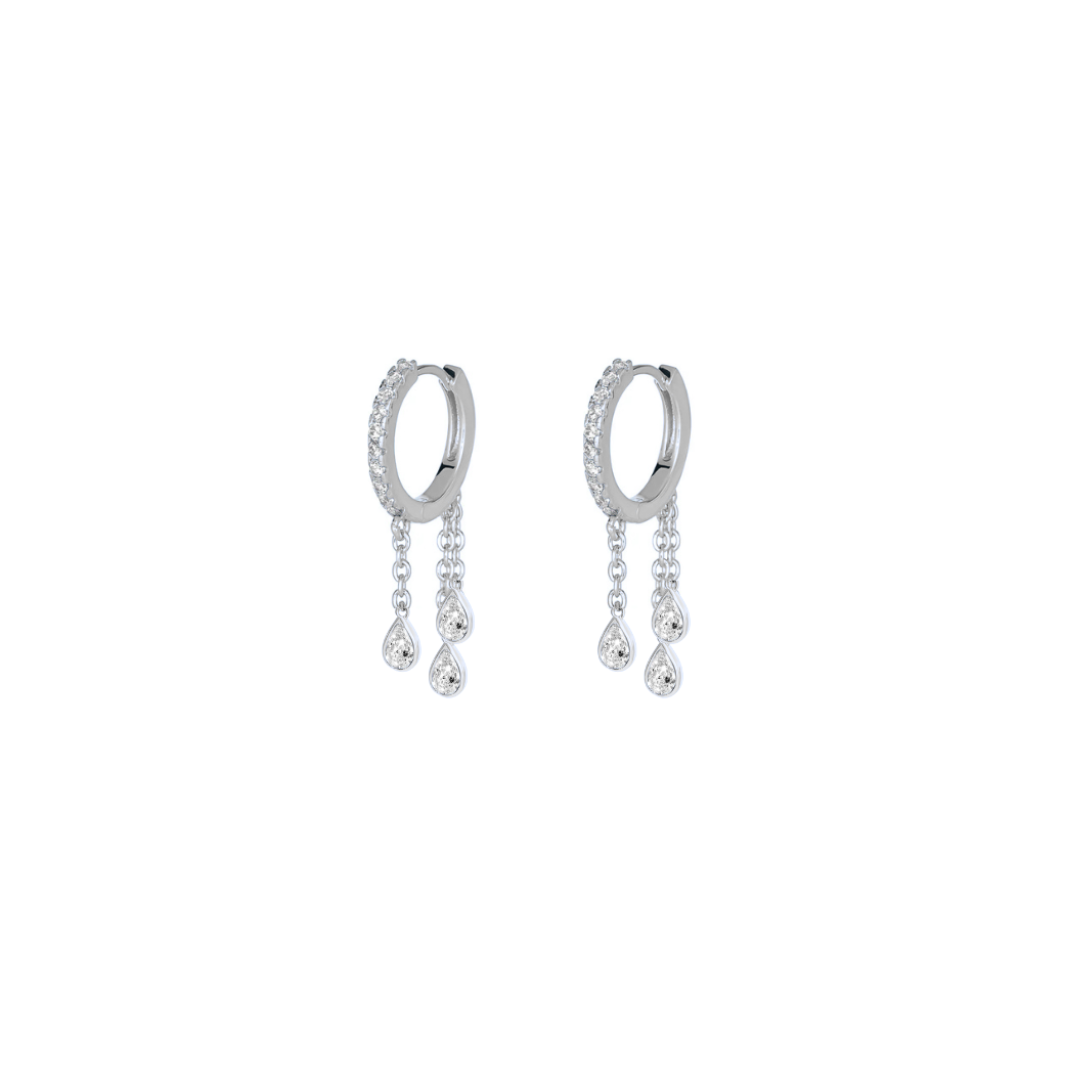 Pear Diamond Fringe Huggies – Henri Noël