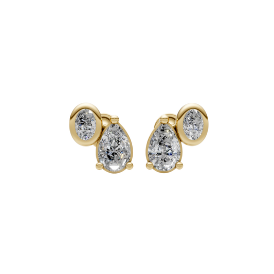Pear and Bezel Oval Diamond Studs – Henri Noël