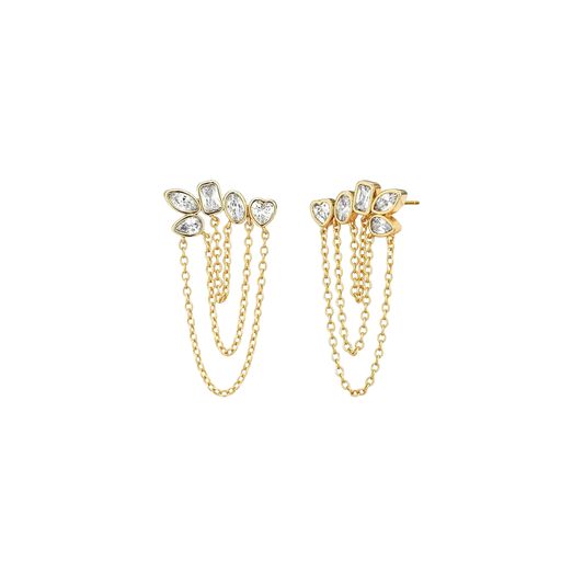 Bezel Fancy Shape Diamond Jumpe Rope Earrings
