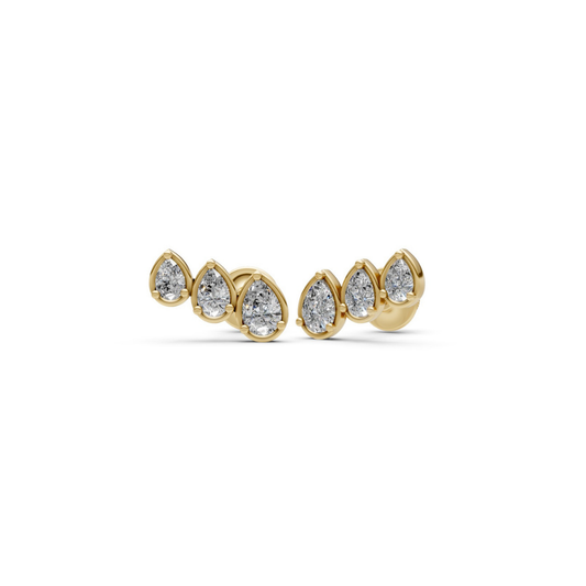 Graduated Triple Bezel Pear Diamond Studs