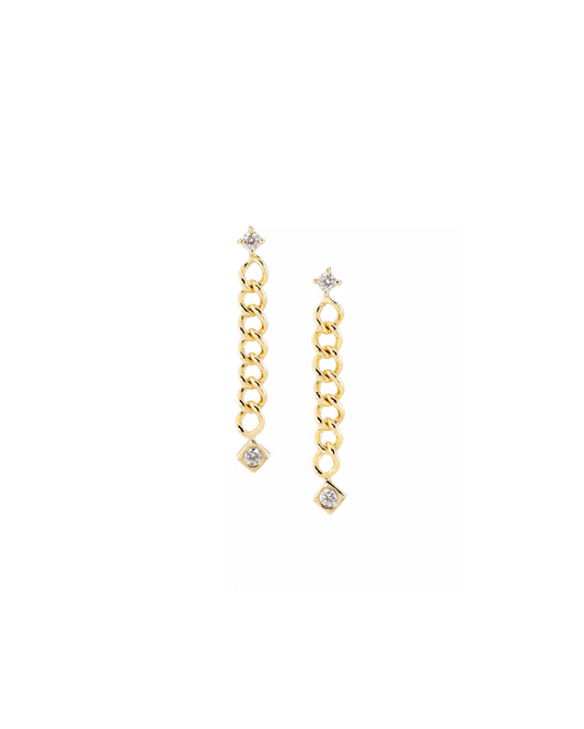 Double Diamond Chain Drop Earrings