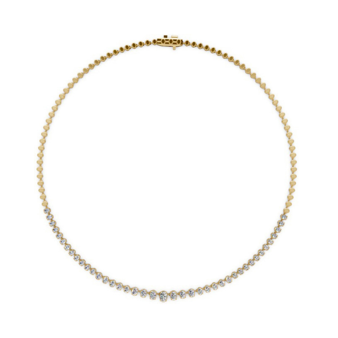 Graduated Oval Half Tennis Necklace