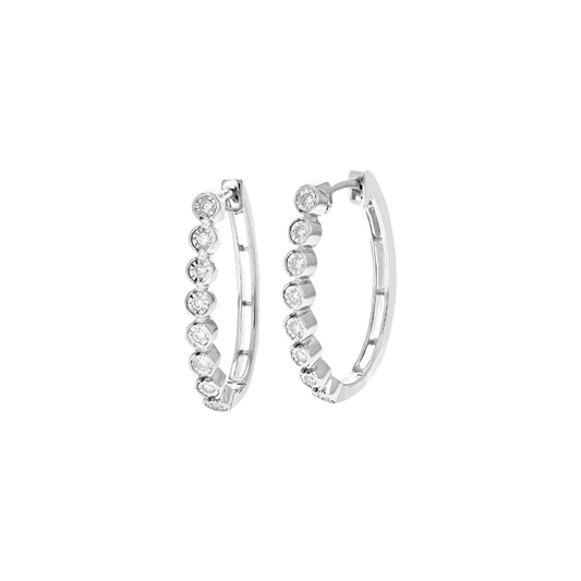 Bezel Diamond Hoops