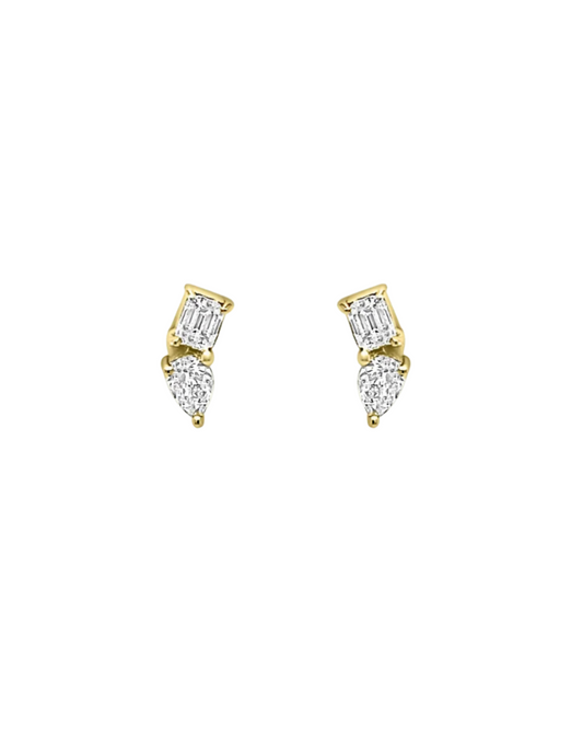 Emerald & Pear Diamond Studs