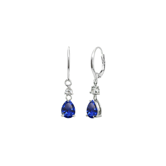 Ceylon Blue Sapphire and Diamond Drops
