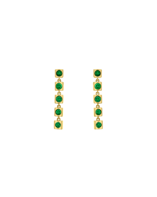 Squared Bezel Emerald Drop Earrings