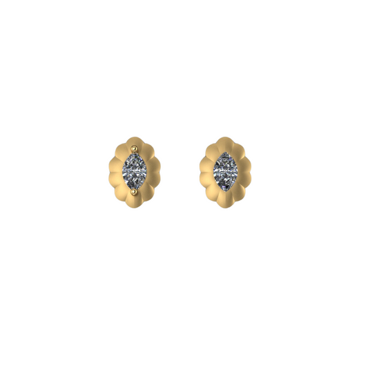 Scalloped Marquise Diamond Studs