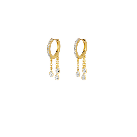 Pear Diamond Fringe Huggies