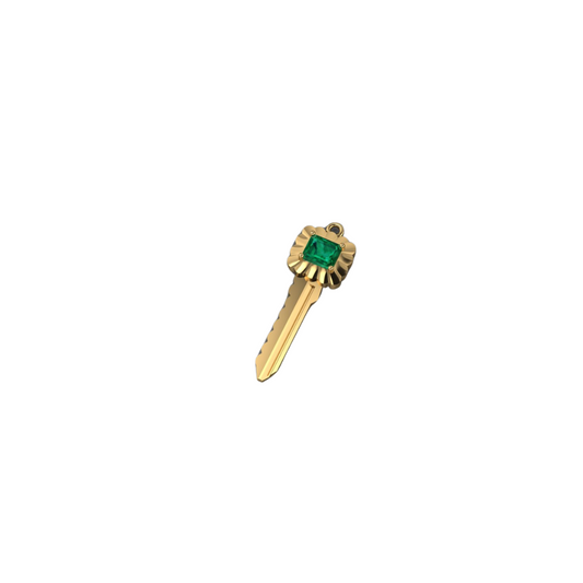 Princess Emerald Scalloped Key Pendant
