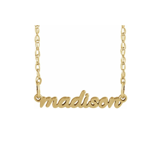14k Petite Custom Name Plate Necklace
