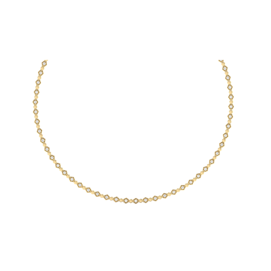 Bezel Octagonal Diamond Tennis Necklace