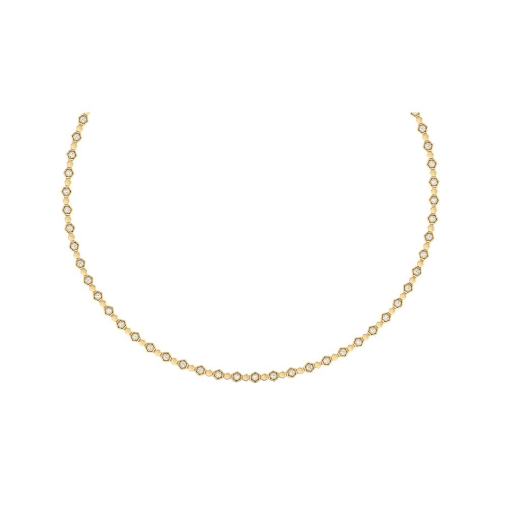 Bezel Octagonal Diamond Tennis Necklace