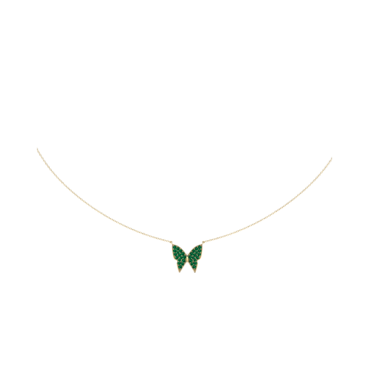 Emerald Green Butterfly Pendant Necklace