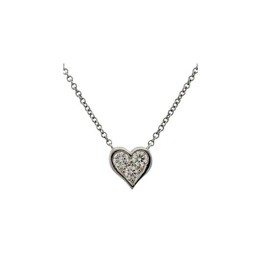 Vintage Tiffany Three Diamond Heart Necklace