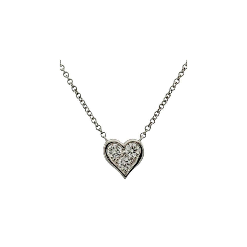 Vintage Tiffany Three Diamond Heart Necklace