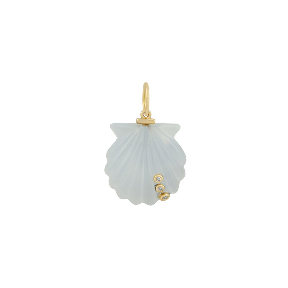 Chalcedony and Diamond Shell Charm
