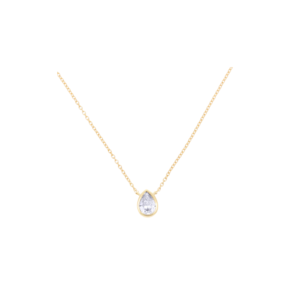Bezel Diamond Pear Necklace