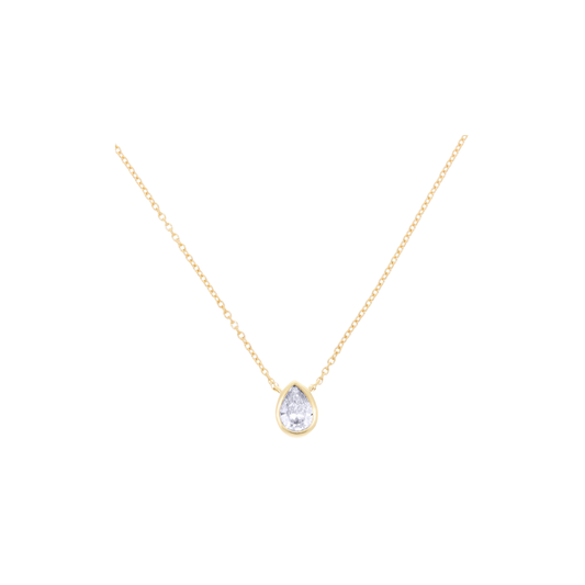 Bezel Diamond Pear Necklace