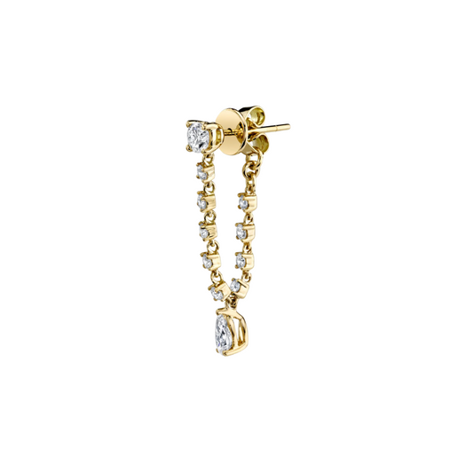 Diamond Chain Pear Drop Earrings