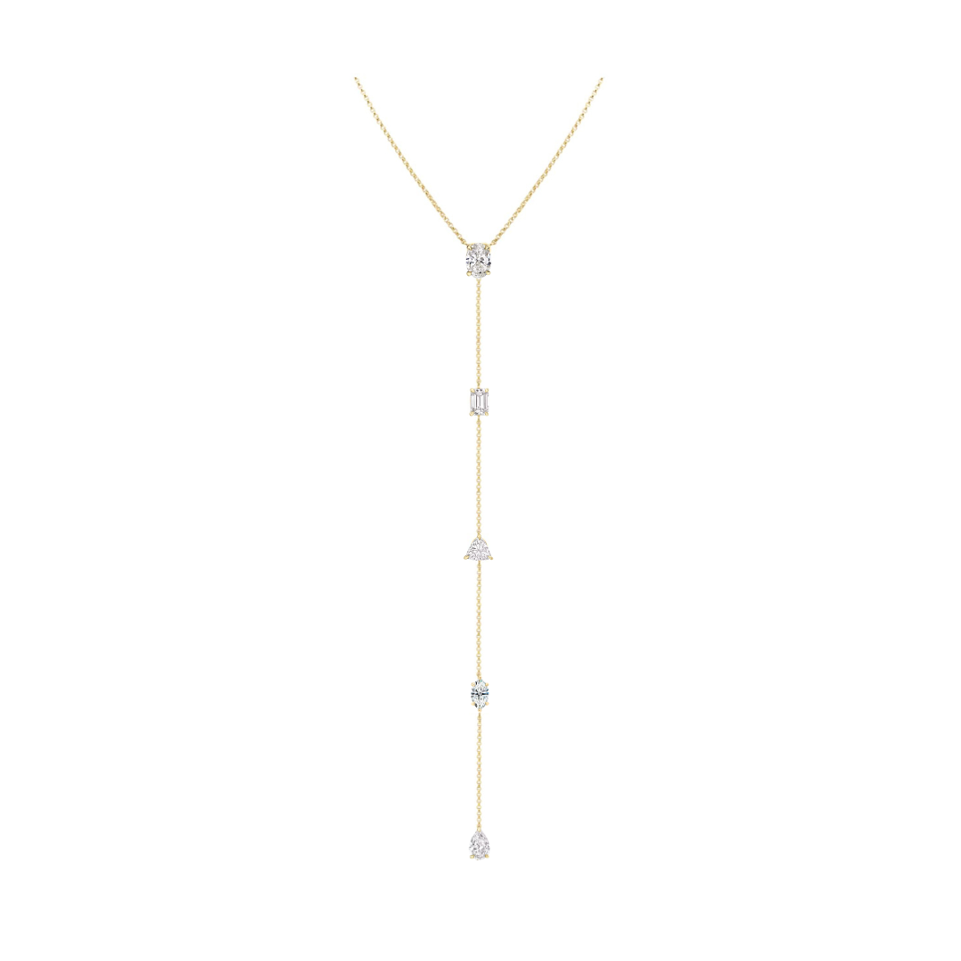 Alternating Fancy Shape Diamond Lariat