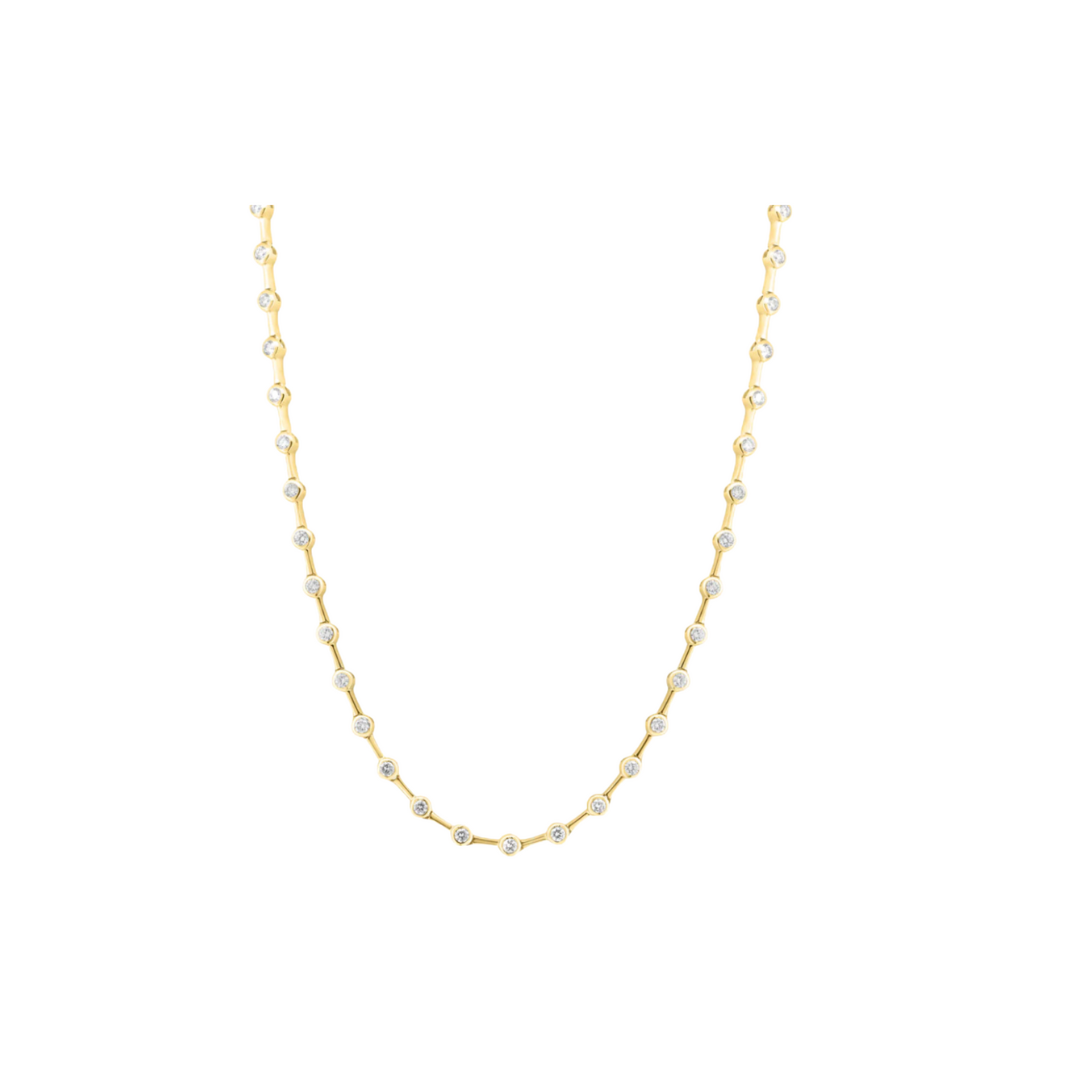 Spaced Round Diamond Bezel Eternity Necklace