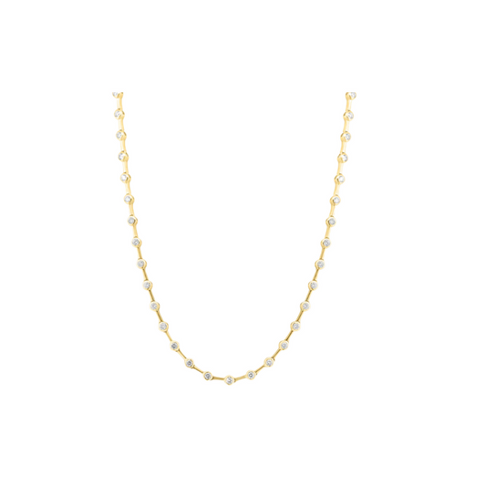 Spaced Round Diamond Bezel Eternity Necklace